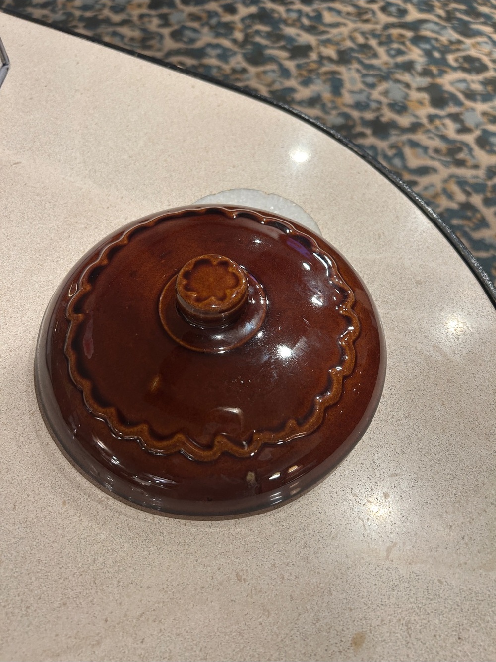 Glazed Brown Ceramic Decorative Lid - Home Art Marcrest Replacement lid